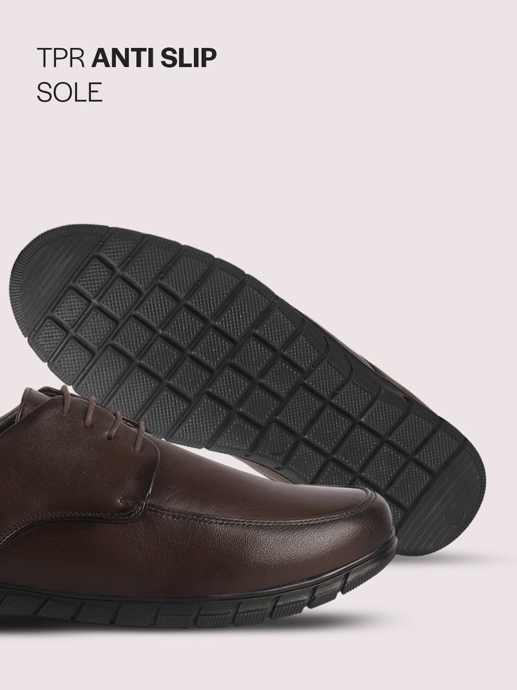 Men Brown Genuine Leather Formal Lace Up Derby Shoe for Office|Collar Padded Back Support Shoe for Travel, Meetings, Events|Flexible Fit, Durable Slip Resistant Sole