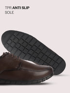 Men Brown Genuine Leather Formal Lace Up Derby Shoe for Office|Collar Padded Back Support Shoe for Travel, Meetings, Events|Flexible Fit, Durable Slip Resistant Sole