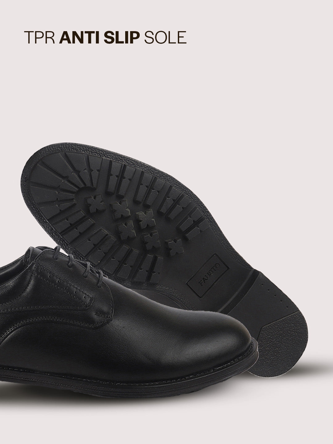 Men Black Genuine Leather Round Toe Formal Lace Up Derby Shoes|Memory Cushioned Insole Shoe for Office, Meeting, Travel, Events|TPR Welted Sole for All Day Long