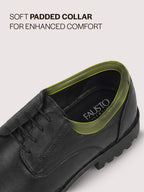 Men Black Genuine Leather Round Toe Formal Lace Up Derby Shoes|Memory Cushioned Insole Shoe for Office, Meeting, Travel, Events|TPR Welted Sole for All Day Long