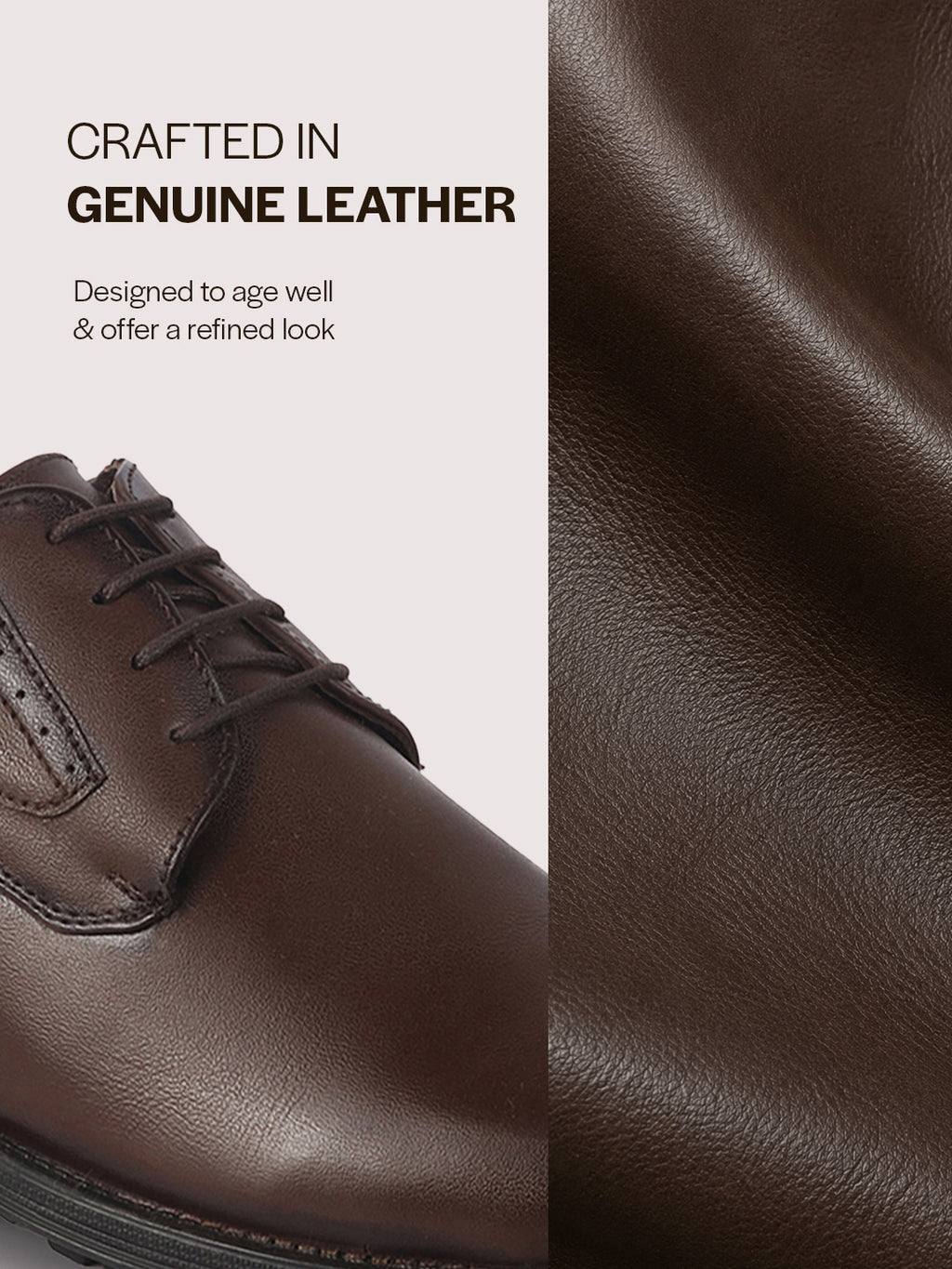 Men Brown Genuine Leather Round Toe Formal Lace Up Derby Shoes|Memory Cushioned Insole Shoe for Office, Meeting, Travel, Events|TPR Welted Sole for All Day Long
