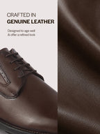 Men Brown Genuine Leather Round Toe Formal Lace Up Derby Shoes|Memory Cushioned Insole Shoe for Office, Meeting, Travel, Events|TPR Welted Sole for All Day Long