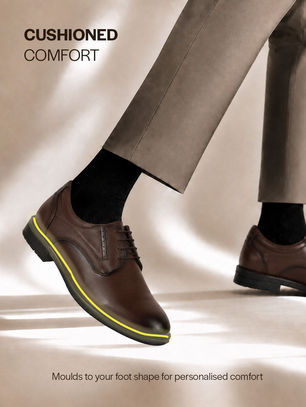 Men Brown Genuine Leather Round Toe Formal Lace Up Derby Shoes|Memory Cushioned Insole Shoe for Office, Meeting, Travel, Events|TPR Welted Sole for All Day Long