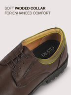 Men Brown Genuine Leather Round Toe Formal Lace Up Derby Shoes|Memory Cushioned Insole Shoe for Office, Meeting, Travel, Events|TPR Welted Sole for All Day Long