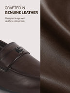 Men Brown Genuine Leather Party Formal Slip On Penny Loafers|Memory Cushioned Tuxedos Dress Shoes for Causuals, Office, Events|Soft Leather Lining for Extra Comfort