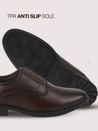 Men Brown Genuine Leather Classic Oxford Dress Shoe|Premium Lace-Up Formal Shoes with Round Toe Cap|Elegant Comfort for Office, Weddings, Casual Parties