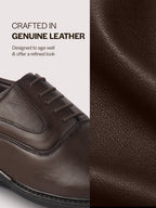 Men Brown Genuine Leather Classic Oxford Dress Shoe|Premium Lace-Up Formal Shoes with Round Toe Cap|Elegant Comfort for Office, Weddings, Casual Parties