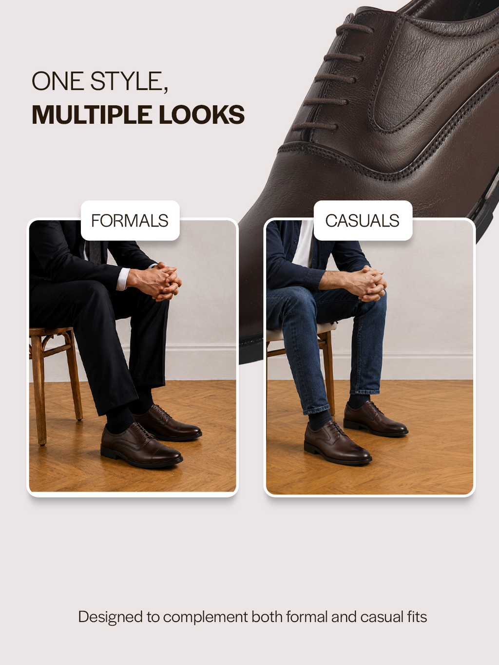 Men Brown Genuine Leather Classic Oxford Dress Shoe|Premium Lace-Up Formal Shoes with Round Toe Cap|Elegant Comfort for Office, Weddings, Casual Parties