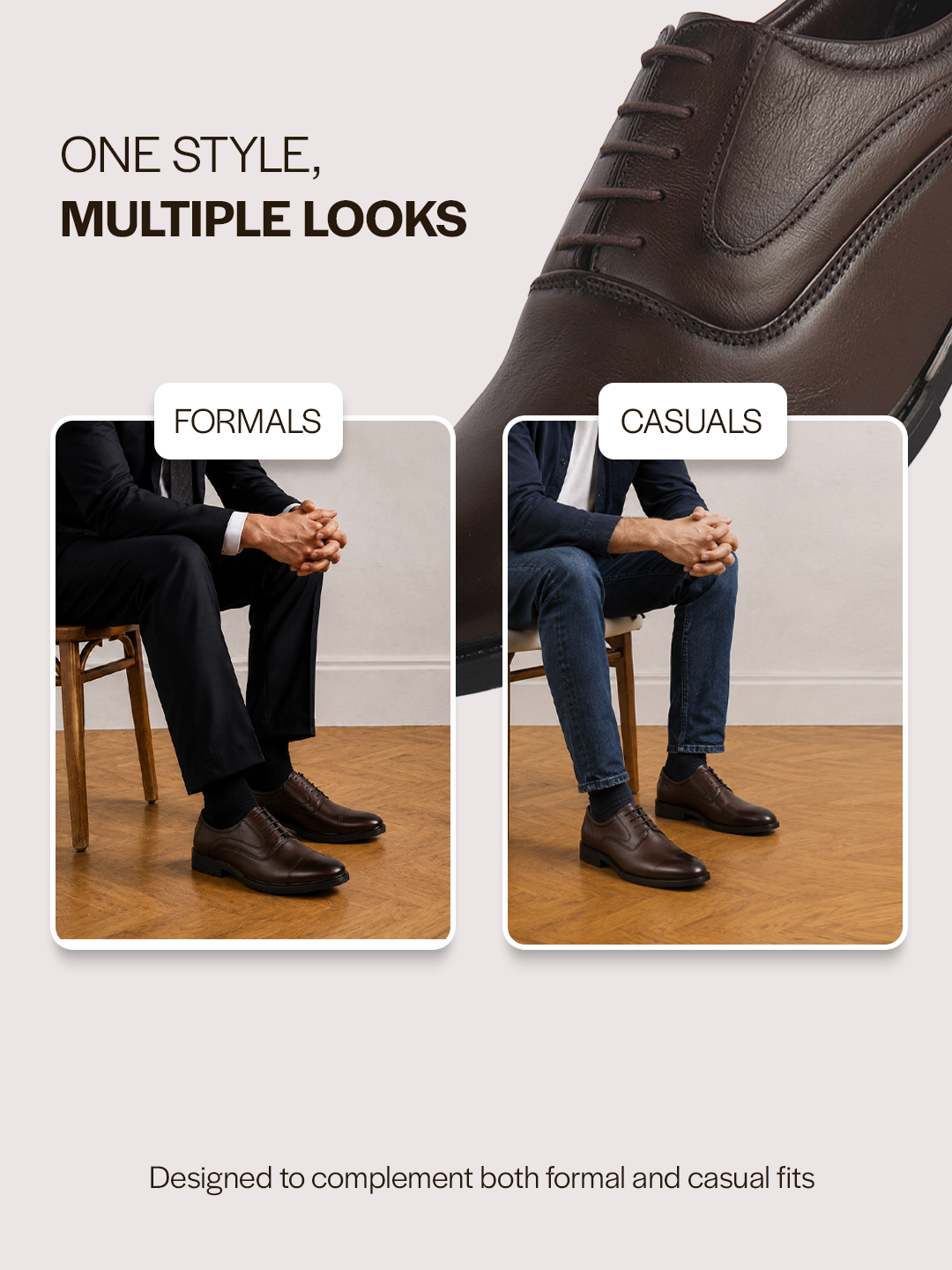 Men Brown Genuine Leather Classic Oxford Dress Shoe|Premium Lace-Up Formal Shoes with Round Toe Cap|Elegant Comfort for Office, Weddings, Casual Parties