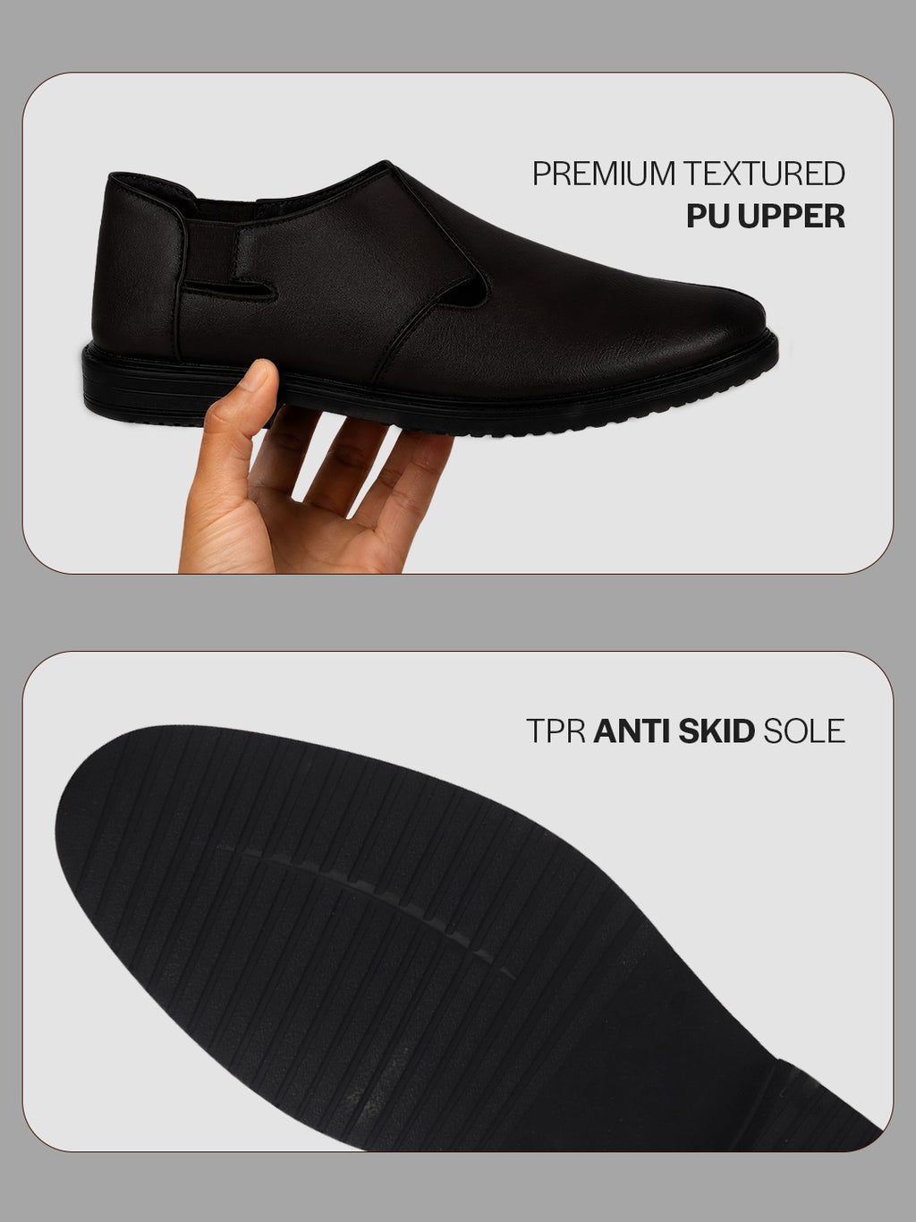Men Black Ethnic Wedding Peshawari Shoe Style Slip On Sandal with Comfort Elastic Gore|Low Heel Breathable Traditional Roman Sandals for Festive, Party|Anti Skid TPR Welted Sole