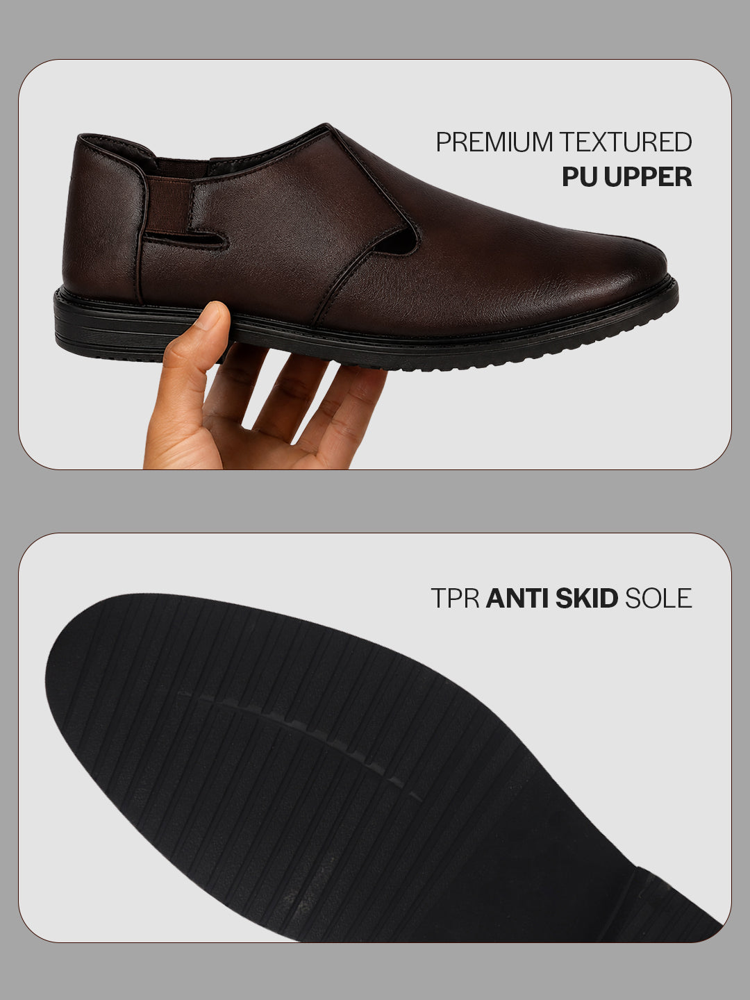 Men Brown Ethnic Wedding Peshawari Shoe Style Slip On Sandal with Comfort Elastic Gore|Low Heel Breathable Traditional Roman Sandals for Festive, Party|Anti Skid TPR Welted Sole