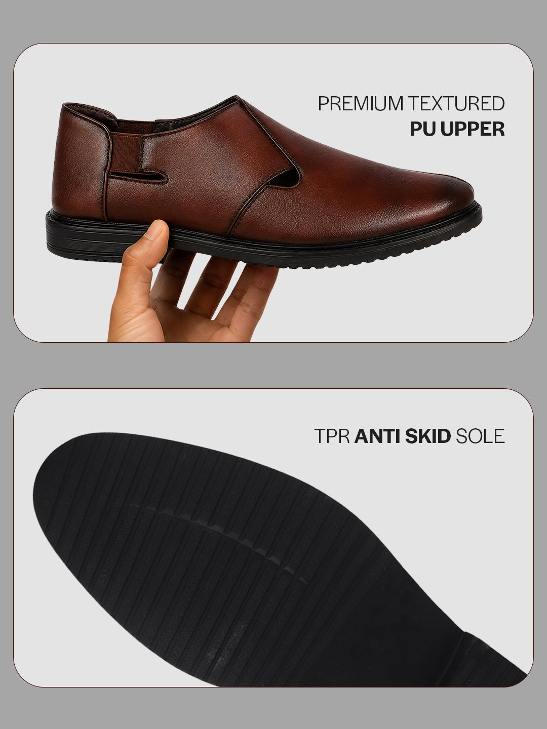 Men Tan Ethnic Wedding Peshawari Shoe Style Slip On Sandal with Comfort Elastic Gore|Low Heel Breathable Traditional Roman Sandals for Festive, Party|Anti Skid TPR Welted Sole