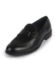 Men Black Party Formal Slip On Textured Buckle Strap Penny Loafer | Lightweight Cushioned Comfort Insole | Anti Skid TPR Welted Sole Tuxedo Shoe for Office, Meeting, Events