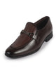 Men Brown Vamp Textured Slip On Horsebit Buckle Party Formal Loafers | Soft Inner Lining, Cushioned Comfort Insole | Anti Skid TPR Welted Sole Shoe for Travel, Meeting, Office