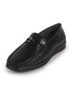 Men Black Horsebit Buckle Moc Toe Textured Slip On Party Loafers | Cushioned Comfort Insole for All Day Long | Slip Resistant EVA Sole Shoe for Wedding, Event, Semi Formal Outfits