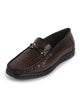 Men Brown Horsebit Buckle Moc Toe Textured Slip On Party Loafers | Cushioned Comfort Insole for All Day Long | Slip Resistant EVA Sole Shoe for Wedding, Event, Semi Formal Outfits