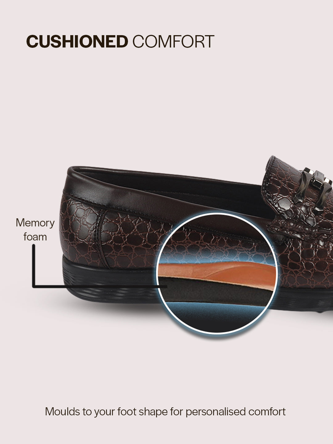 Men Brown Horsebit Buckle Moc Toe Textured Slip On Party Loafers | Cushioned Comfort Insole for All Day Long | Slip Resistant EVA Sole Shoe for Wedding, Event, Semi Formal Outfits