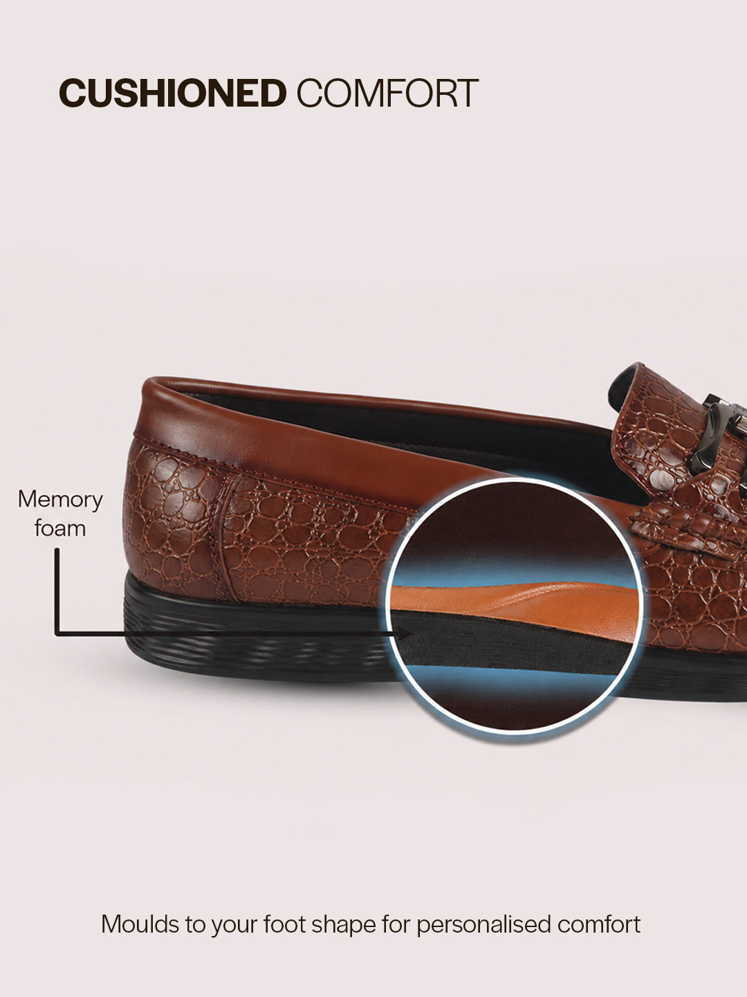 Men Tan Horsebit Buckle Moc Toe Textured Slip On Party Loafers | Cushioned Comfort Insole for All Day Long | Slip Resistant EVA Sole Shoe for Wedding, Event, Semi Formal Outfits