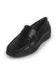 Men Black Moc Toe Textured Upper Slip On Loafers for Party Outfits | Soft Inner Lining Comfort Shoe for Wedding, Event, Formal Outfits | Anti Skid Sole