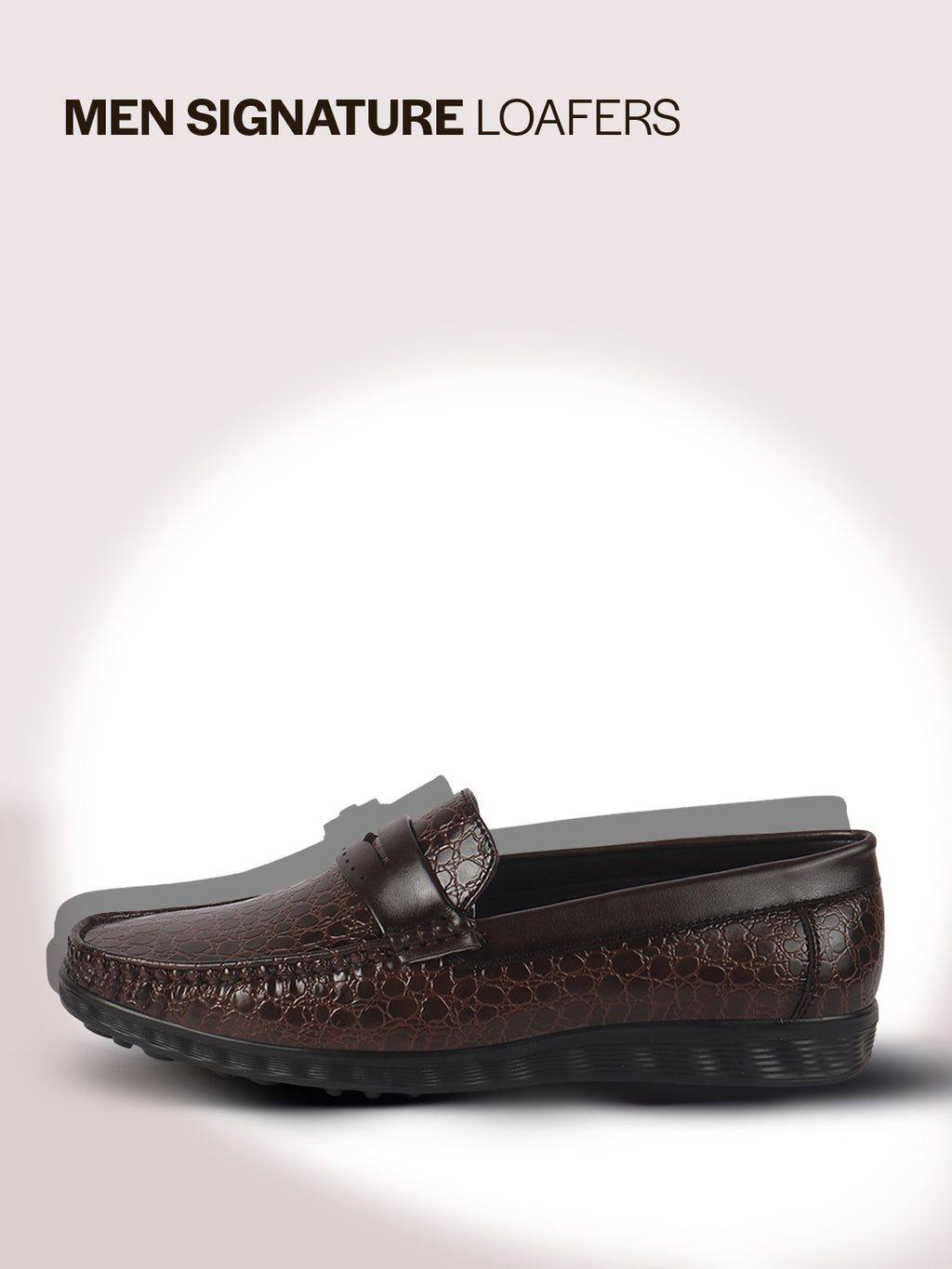 Men Brown Moc Toe Textured Upper Slip On Loafers for Party Outfits | Soft Inner Lining Comfort Shoe for Wedding, Event, Formal Outfits | Anti Skid Sole