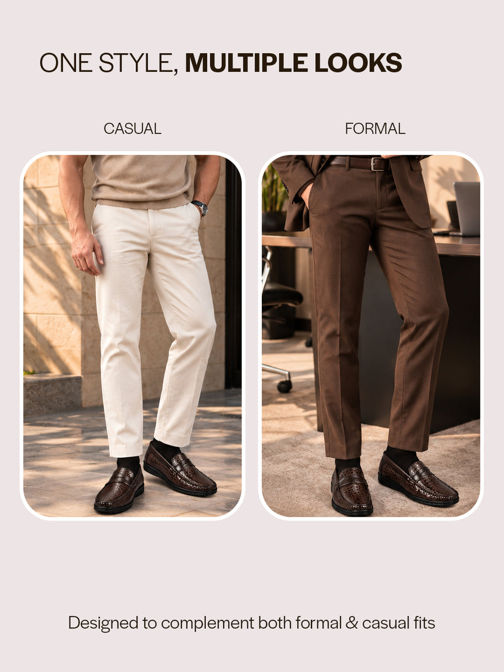 Men Brown Moc Toe Textured Upper Slip On Loafers for Party Outfits | Soft Inner Lining Comfort Shoe for Wedding, Event, Formal Outfits | Anti Skid Sole