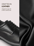 FAUSTO Men Black Genuine Leather Formal Lace Up Derby Shoes|TPR Welted Sole for Optimal Traction Grip|Round Toe Shoe with Comfort for Office, Meeting, Travel, Events