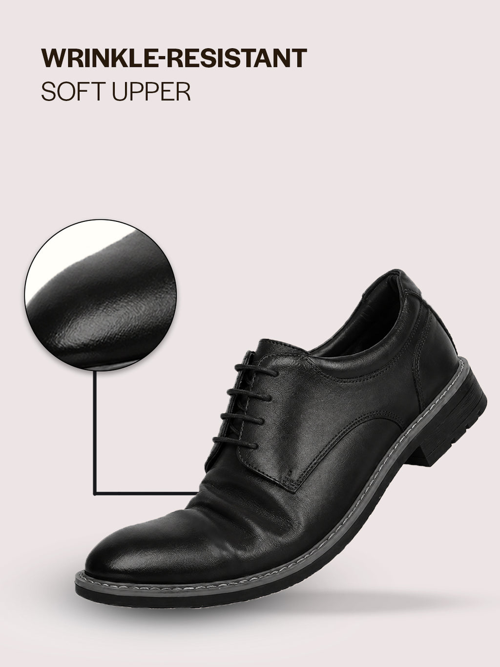 FAUSTO Men Black Genuine Leather Formal Lace Up Derby Shoes|TPR Welted Sole for Optimal Traction Grip|Round Toe Shoe with Comfort for Office, Meeting, Travel, Events