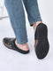 men black back open laser cut design slip on sandal with ankle strap