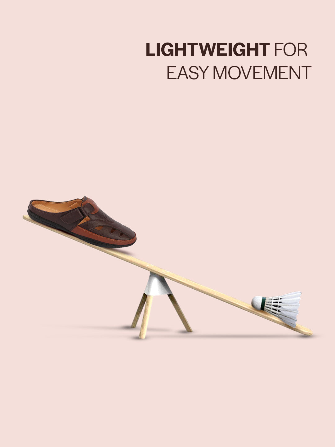 men brown back open laser cut design slip on sandal with ankle strap
