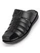 Men Black Genuine Leather Multi Strap Back Open Slip On Closed Toe Dress Sandals
