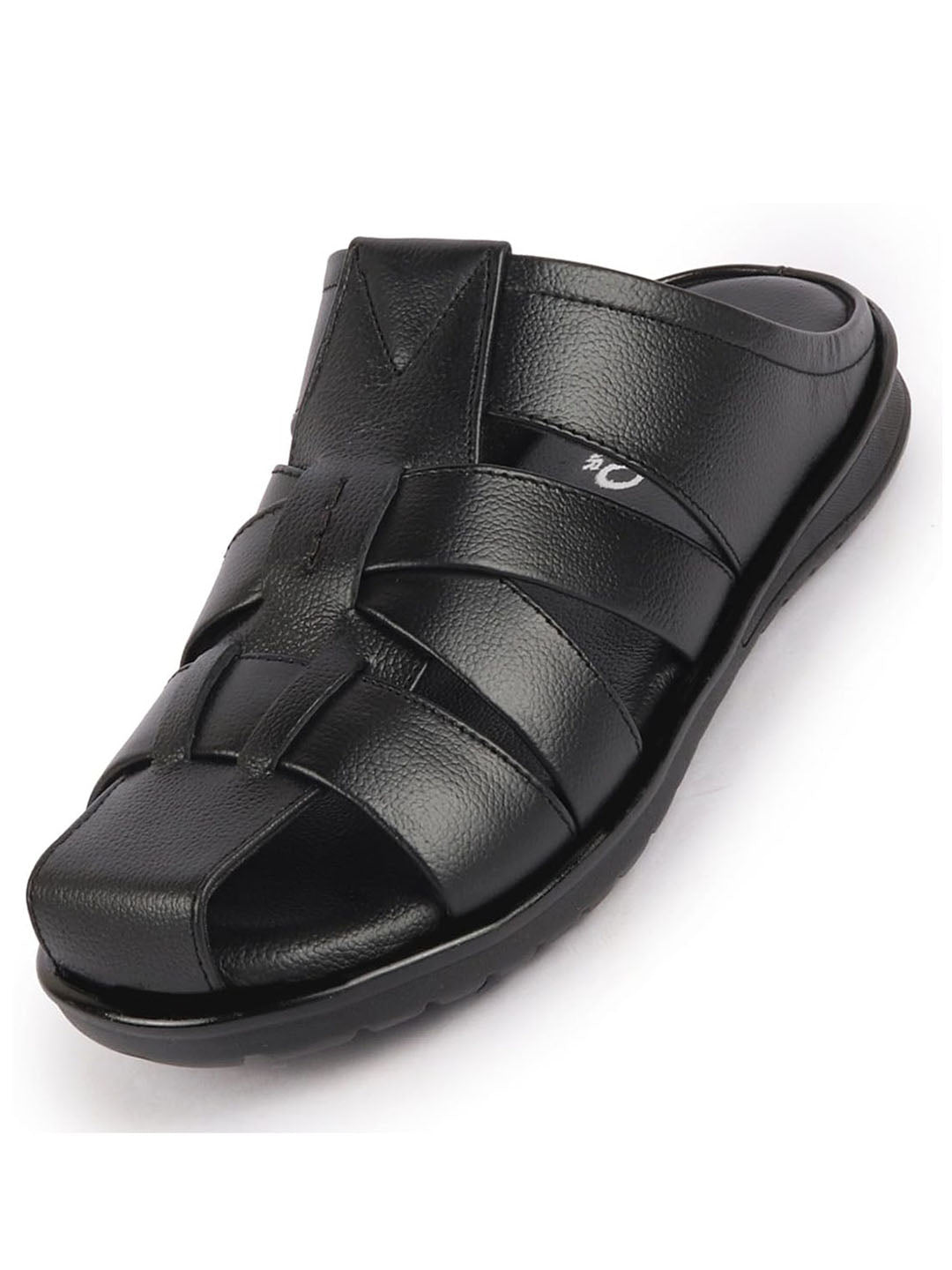 Shop Men's Black Leather Multi Strap Slip On Sandals Online