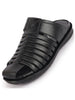 Men Black Genuine Leather Criss Cross Strap Back Open Slip On Closed Toe Dress Sandals