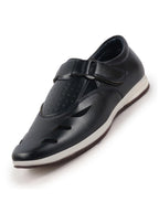 Shop Men Blue Laser Cut Design Perforated Day Long Comfort Hook and Loop Sandals Online.