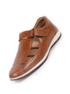 Men Tan Laser Cut Design Day Long Comfort Hook and Loop Casual Sandals