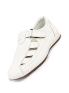 Shop Men White Laser Cut Design Day Long Comfort Hook and Loop Casual Sandals Online.