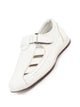Men White Laser Cut Design Day Long Comfort Hook and Loop Casual Sandals
