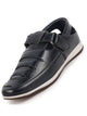 Men Blue Laser Cut Perforated Shoe Style Roman Sandal with Buckle Strap
