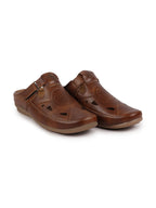 Shop Men Tan Back Open Perforated Breathable Contrast Sole Casual Sandal|Adujstable Strap Stitched Slip On Sandal Online.