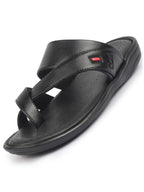 FAUSTO Men Black Toe Ring Flat Dress Slipper With Memory Cushioned|Multi Strap Slipper For Evening|Slippers For Kurta