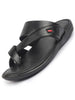 FAUSTO Men Black Toe Ring Flat Dress Slipper With Memory Cushioned|Multi Strap Slipper For Evening|Slippers For Kurta