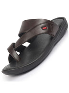 fausto men brown toe ring flat dress slipper with memory cushioned|multi strap slipper for evening|slippers for kurta