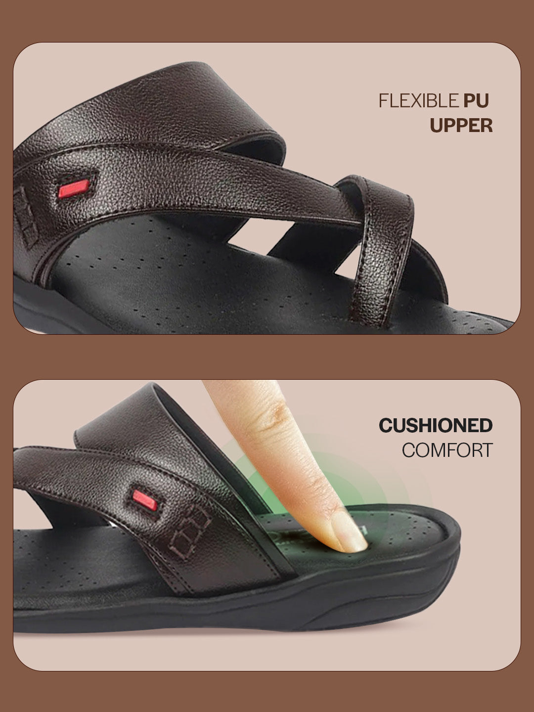 fausto men brown toe ring flat dress slipper with memory cushioned|multi strap slipper for evening|slippers for kurta