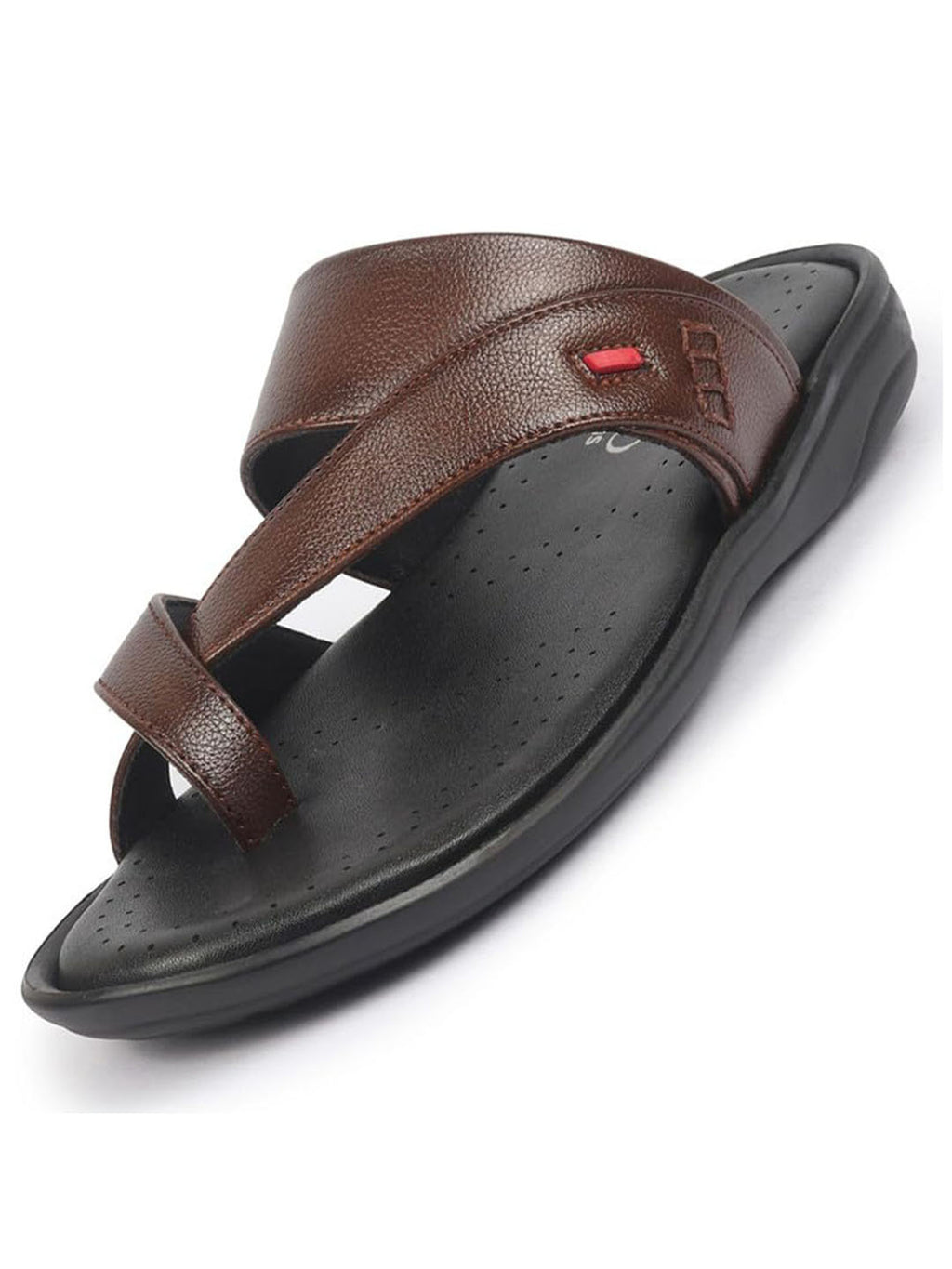 fausto men tan toe ring flat dress slipper with memory cushioned|multi strap slipper for evening|slippers for kurta