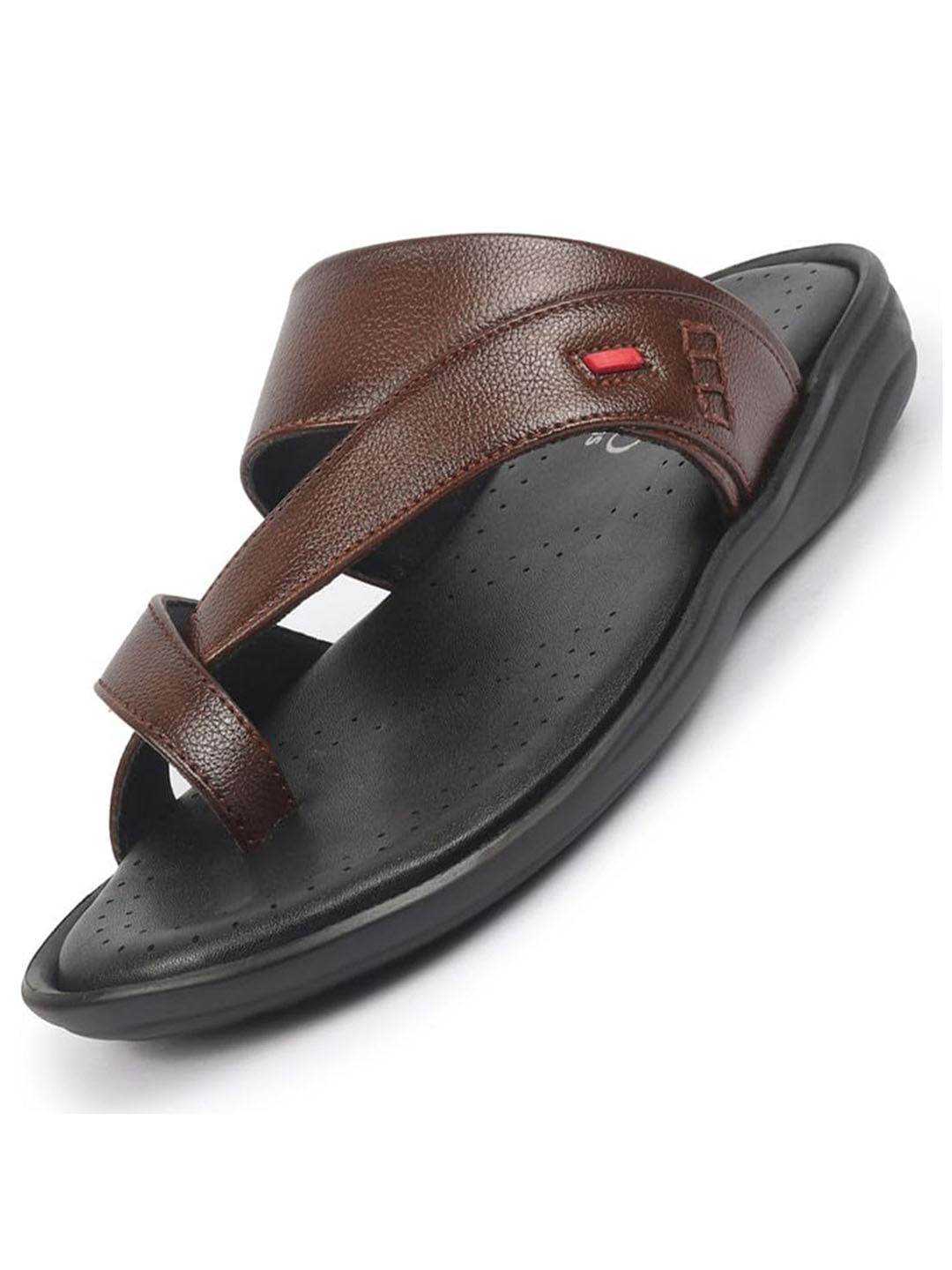 fausto men tan toe ring flat dress slipper with memory cushioned|multi strap slipper for evening|slippers for kurta
