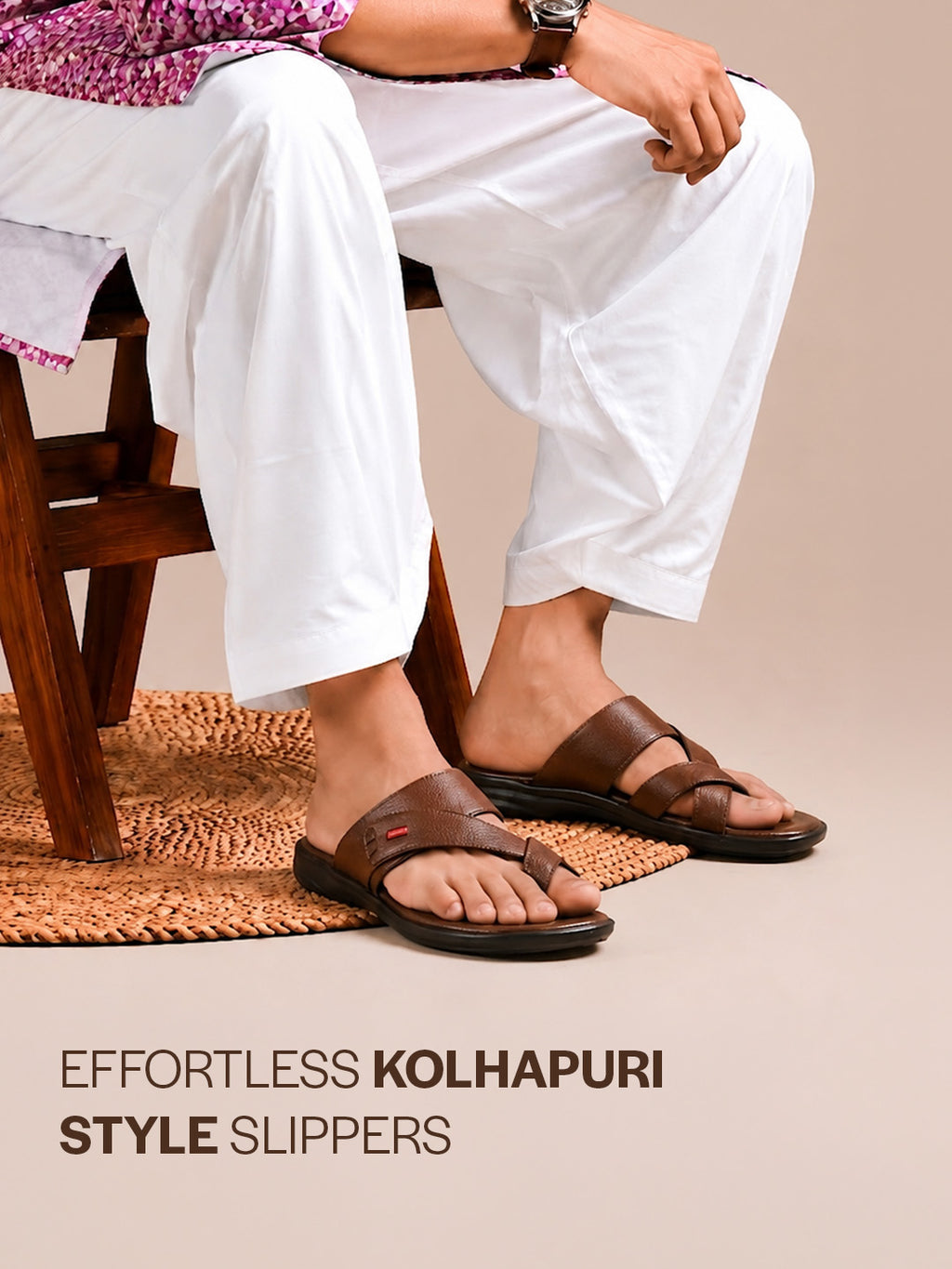 fausto men tan toe ring flat dress slipper with memory cushioned|multi strap slipper for evening|slippers for kurta