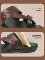 fausto men tan toe ring flat dress slipper with memory cushioned|multi strap slipper for evening|slippers for kurta