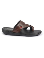 fausto men tan toe ring flat dress slipper with memory cushioned|multi strap slipper for evening|slippers for kurta