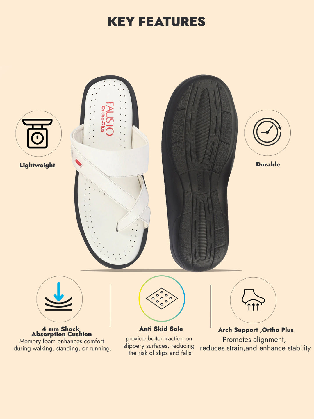 fausto men white toe ring flat dress slipper with memory cushioned|multi strap slipper for evening|slippers for kurta