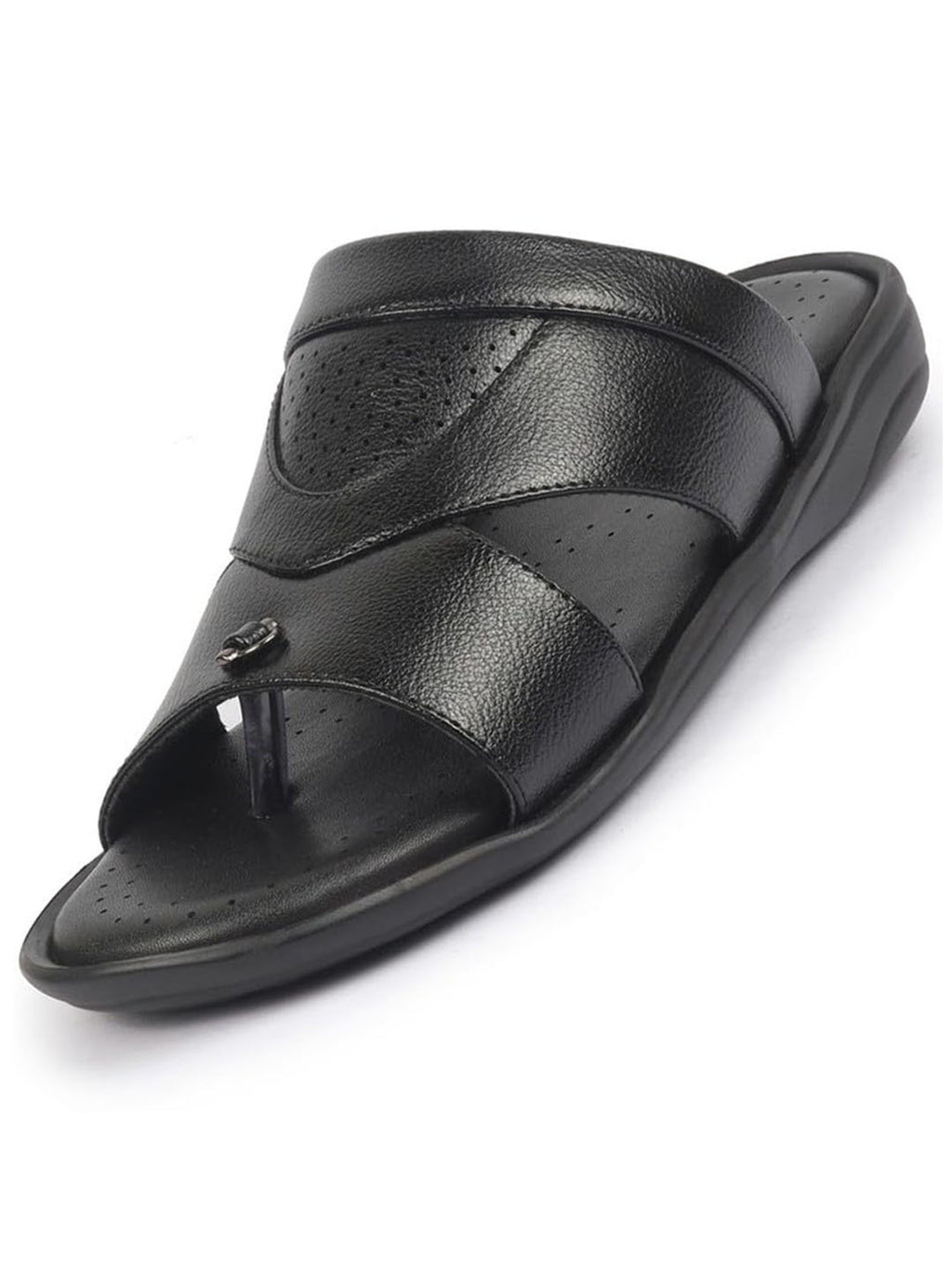 shop fausto men black open toe broad feet slipper with memory cushion|comfortable gents slipper|sandals for kurta online.