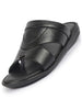 FAUSTO Men Black Open Toe Broad Feet Slipper With Memory Cushion|Comfortable Gents Slipper|Sandals For Kurta